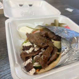 Shawarma (beef) on pita Shawarma (beef) on pita