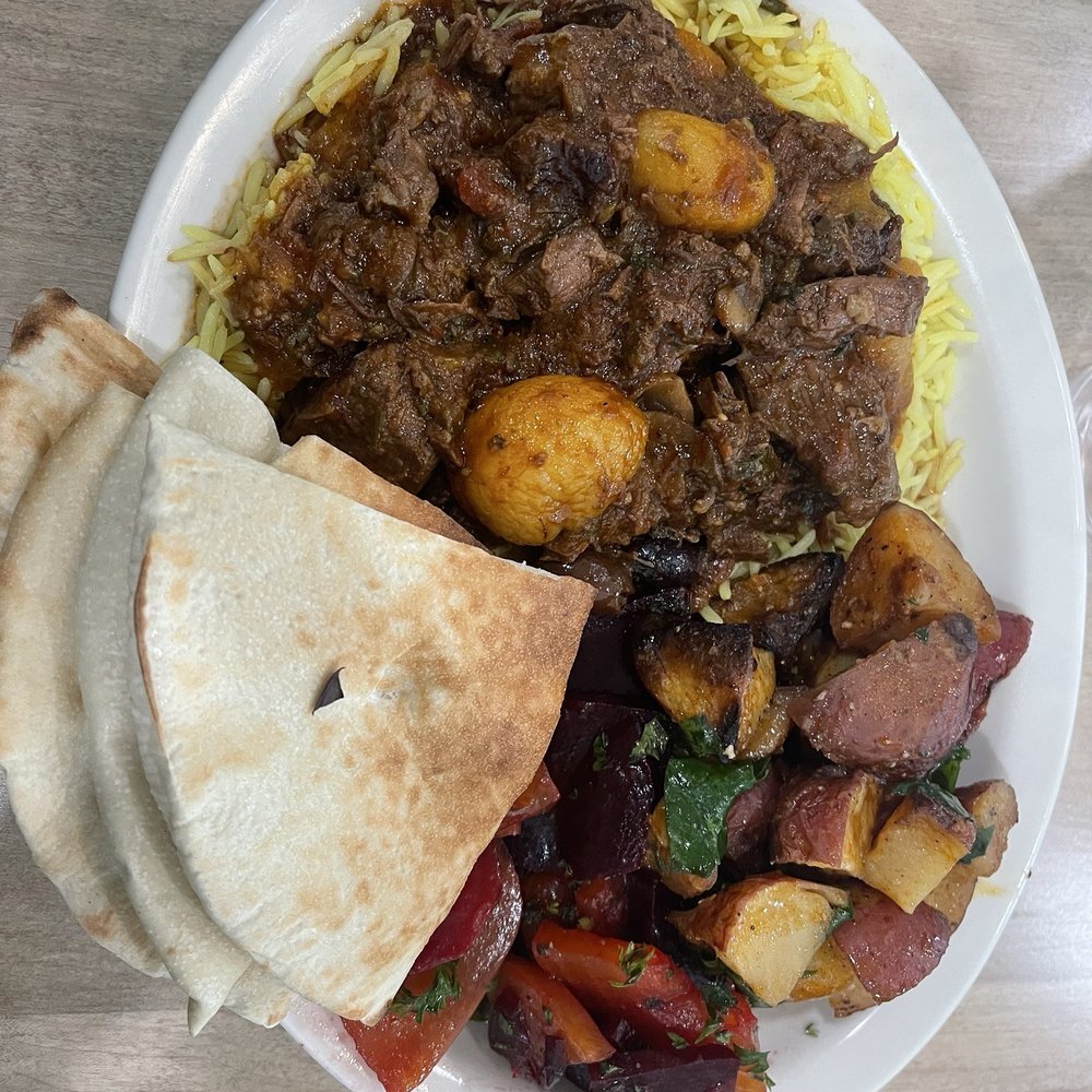 Mediterranean Deli - Morrocan Beef Tagin, potato salad, beetroot salad. - Mediterranean Near Me - Chapel Hill, North Carolina Mediterranean Deli - Morrocan Beef Tagin, potato salad, beetroot salad. - Mediterranean Near Me - Chapel Hill, North Carolina