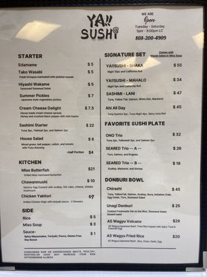 Menu photo 5 YA!!SUSHI Honolulu, HI Menu photo 5 YA!!SUSHI Honolulu, HI