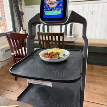 Kook Kai's Thai Noodles - Krapow Moo Krob Kai Khon served by robot - Thai Near Me - Silver Spring, Maryland Kook Kai's Thai Noodles - Krapow Moo Krob Kai Khon served by robot - Thai Near Me - Silver Spring, Maryland