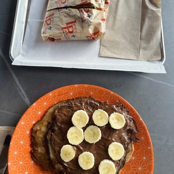 Little Provence Cafe - Nutella banana pancake + pesto panini - Breakfast & Brunch Near Me - Arcadia, California