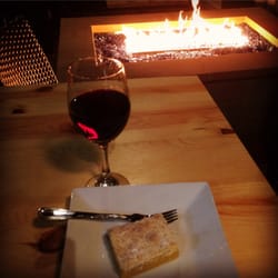 Opa Life Greek Cafe - Lemon bar and a glass of Merlot on the patio.