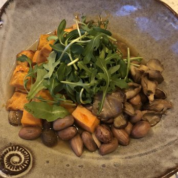 The Hummingbird Way - Roasted oyster mushrooms with sweet potatoes and boiled peanuts. Very delicious and unique! - Seafood Near Me - Mobile, Alabama The Hummingbird Way - Roasted oyster mushrooms with sweet potatoes and boiled peanuts. Very delicious and unique! - Seafood Near Me - Mobile, Alabama