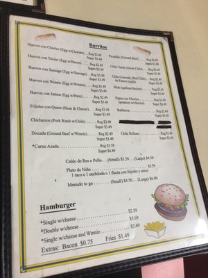 Menu photo 6 Super Burro El Paso, TX