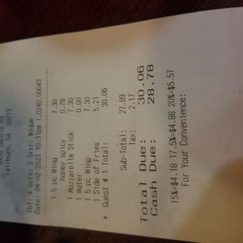 Rubellos Pizza - Scam receipt! - Pizza Near Me - Fairburn, Georgia