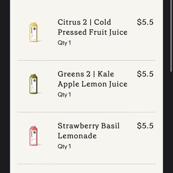 Pressed Juicery - Pick up order: (1 Citrus 2, 1 Sweet Greens - Greens 2, 1 Strawberry Basil Lemonade, 1 Strawberry Orange Mango) - Juice Bars & Smoothies Near Me - Honolulu, Hawaii Pressed Juicery - Pick up order: (1 Citrus 2, 1 Sweet Greens - Greens 2, 1 Strawberry Basil Lemonade, 1 Strawberry Orange Mango) - Juice Bars & Smoothies Near Me - Honolulu, Hawaii