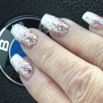 Gel Nails & Spa - Just all the way pretty pink & white sparkle!! - Nail Salons Near Me - Las Vegas, Nevada