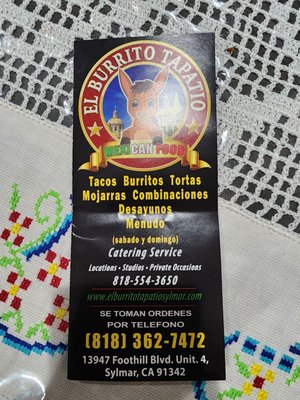 Menu photo 2 El Burrito Tapatio Sylmar, CA Menu photo 2 El Burrito Tapatio Sylmar, CA