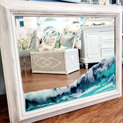 Live Well Design & Co - This mirror has resin art at the bottom, it is absolutely beautiful.