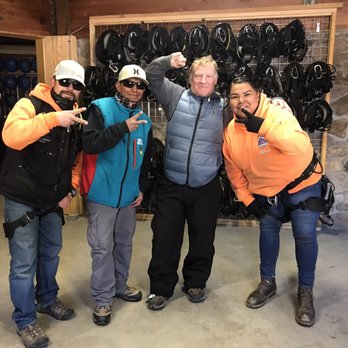 Apache Wind Rider Zip Tour at Ski Apache - Group photo. Left to right Jeremy Amos Myself and Maya - Ziplining Near Me - Alto, New Mexico