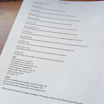 La Copine - December 2022 Menu - New American Near Me - Yucca Valley, California