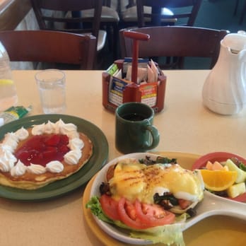 Scramblers - Eggs Benedict and a pancake to add insult to injury, diet be damned! - Breakfast & Brunch Near Me - Columbus, Ohio Scramblers - Eggs Benedict and a pancake to add insult to injury, diet be damned! - Breakfast & Brunch Near Me - Columbus, Ohio