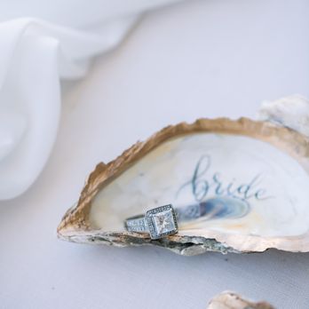 Honest Type - Honest Type - Oyster Shell Ornament Place Card "Seafoam Styled Shoot" / Forever Yours Weddings Image Credit: Holly Sigafoos Photography - Calligraphy Near Me
