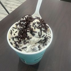 Marble Slab Creamery - Birthday cake and vanilla with Oreos, cookie dough, graham crackers, fudge, and chocolate sprinkles!