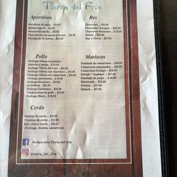 Tierra del Frío - Menu - Puerto Rican Near Me - Adjuntas, Puerto Rico Tierra del Frío - Menu - Puerto Rican Near Me - Adjuntas, Puerto Rico