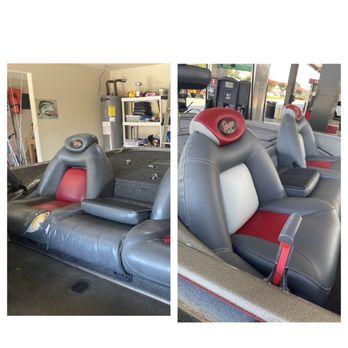 V’s Boat Carpeting - Before and after seat restoration - Trailer Repair Near Me - Sanger, Texas V’s Boat Carpeting - Before and after seat restoration - Trailer Repair Near Me - Sanger, Texas