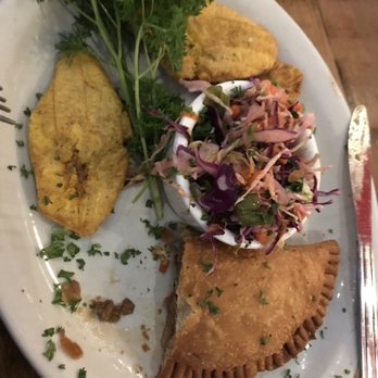 Pambiche - Beef empanada, cabbage salad, and green plantains. Ate half of it before I remembered to take a picture. I was a wee bit hungry. - Cuban Near Me - Portland, Oregon Pambiche - Beef empanada, cabbage salad, and green plantains. Ate half of it before I remembered to take a picture. I was a wee bit hungry. - Cuban Near Me - Portland, Oregon