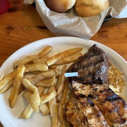 6oz Steak and marinated chicken.