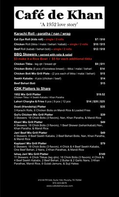 Menu photo 2 Cafe De Khan Murphy, TX