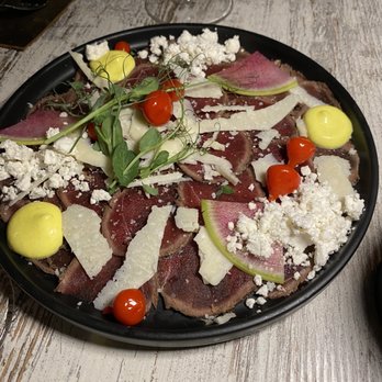 Cork And Flame - Kangaroo Carpacio - Tapas Bars Near Me - Evans, Georgia