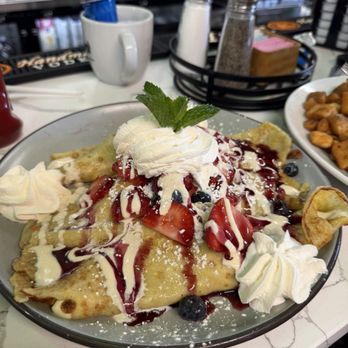 Flips Pancake House - Mixed Berry Crepes - Coffee & Tea Near Me - Davenport, Iowa Flips Pancake House - Mixed Berry Crepes - Coffee & Tea Near Me - Davenport, Iowa