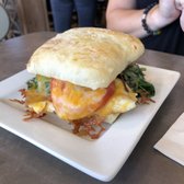 Photo of Moena Café - Honolulu, HI, United States. Veggie breakfast sandwich