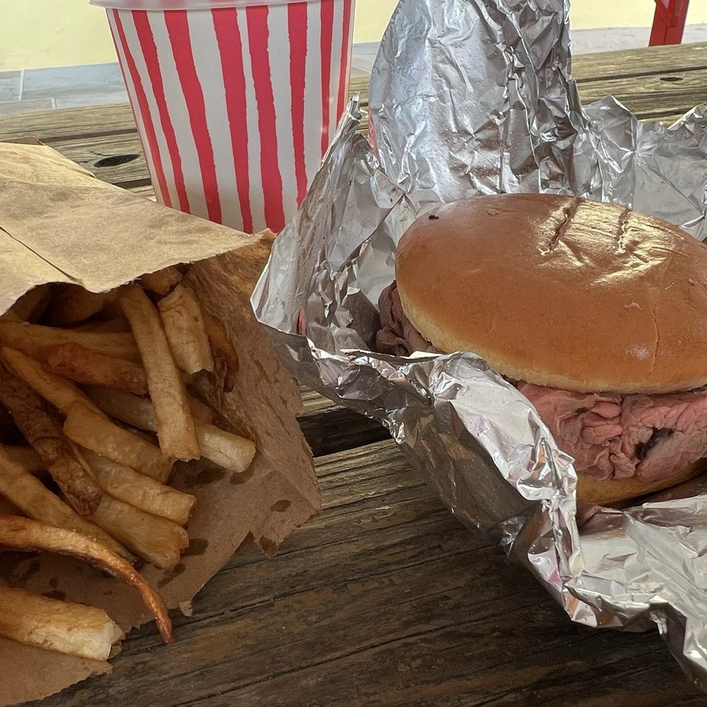 fries, drink, pit beef