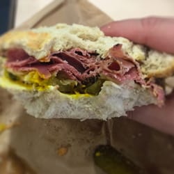 Reuben sandwich - the photo doesn't do it justice! Soft soft bread, rammed full of pastrami, sauerkraut, pickles, cheese, mustard... heaven!