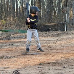 Arrowwood Church Ballfield - Middle grandson at bat!