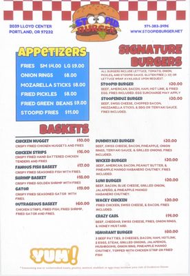 Menu photo 5 Stoopid Burger Portland, OR