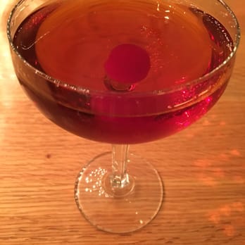 Gleason's - Redemption Rye Manhattan ...Tasty, but What's with Champagne Glass? - Pizza Near Me - Peekskill, New York