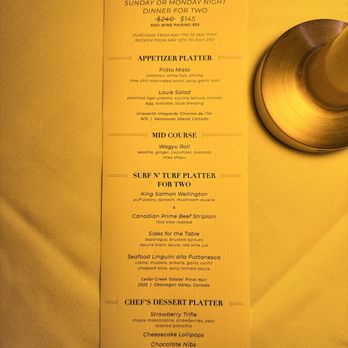 Coast - Buy Up for 2 Event Menu - Seafood Near Me - Vancouver, British Columbia