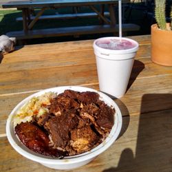 Tony’s Jamaican Food - Jerk pork meal and Sorrel
