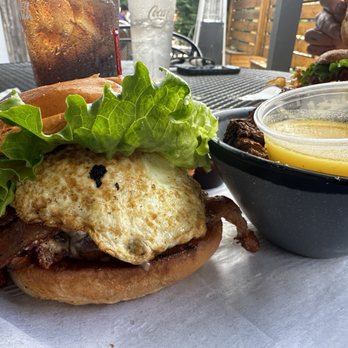 Tipsy'z Tavern & Grill - Burger with lettuce, mayo, fried egg & goat cheese - New American Near Me - High Point, North Carolina Tipsy'z Tavern & Grill - Burger with lettuce, mayo, fried egg & goat cheese - New American Near Me - High Point, North Carolina