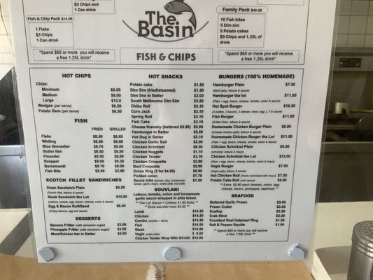 Menu photo 3 The Basin Fish & Chip Shop The Basin, VIC