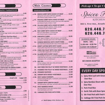 Spices Thai Kitchen - Menu as of 3/8/2021- easier to read - Thai Near Me - Arcadia, California Spices Thai Kitchen - Menu as of 3/8/2021- easier to read - Thai Near Me - Arcadia, California