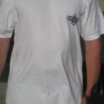 Flow Media & Graphics - Picture of the front of shirt "D."   Alberto says he does professional honest work.  This honestly sucks. - Printing Services Near Me - Rancho Santa Margari, California