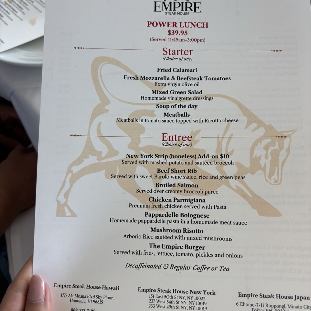 Empire Steak House - Menu - Steakhouses Near Me - Honolulu, Hawaii Empire Steak House - Menu - Steakhouses Near Me - Honolulu, Hawaii