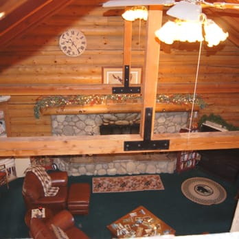 Eagle's Nest Bed & Breakfast - looking down into the living room from upstairs - Big Bear Lake, CA
