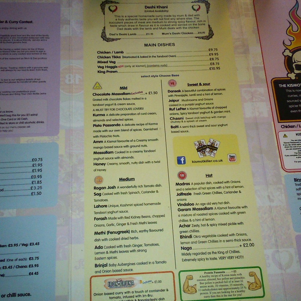 Kismot - Menu - Indian Near Me - Edinburgh, EDH
