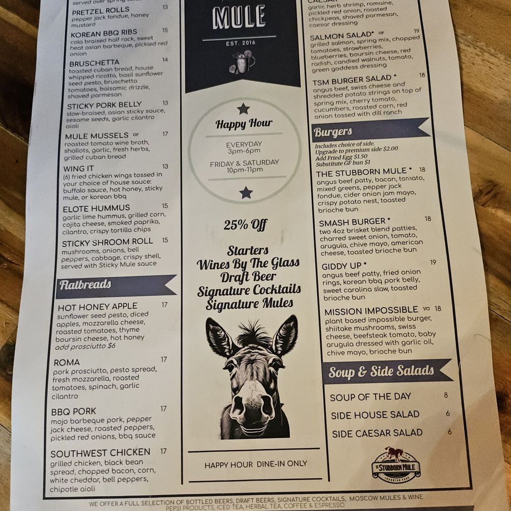 The Stubborn Mule - Dinner menu - New American Near Me - Orlando, Florida The Stubborn Mule - Dinner menu - New American Near Me - Orlando, Florida