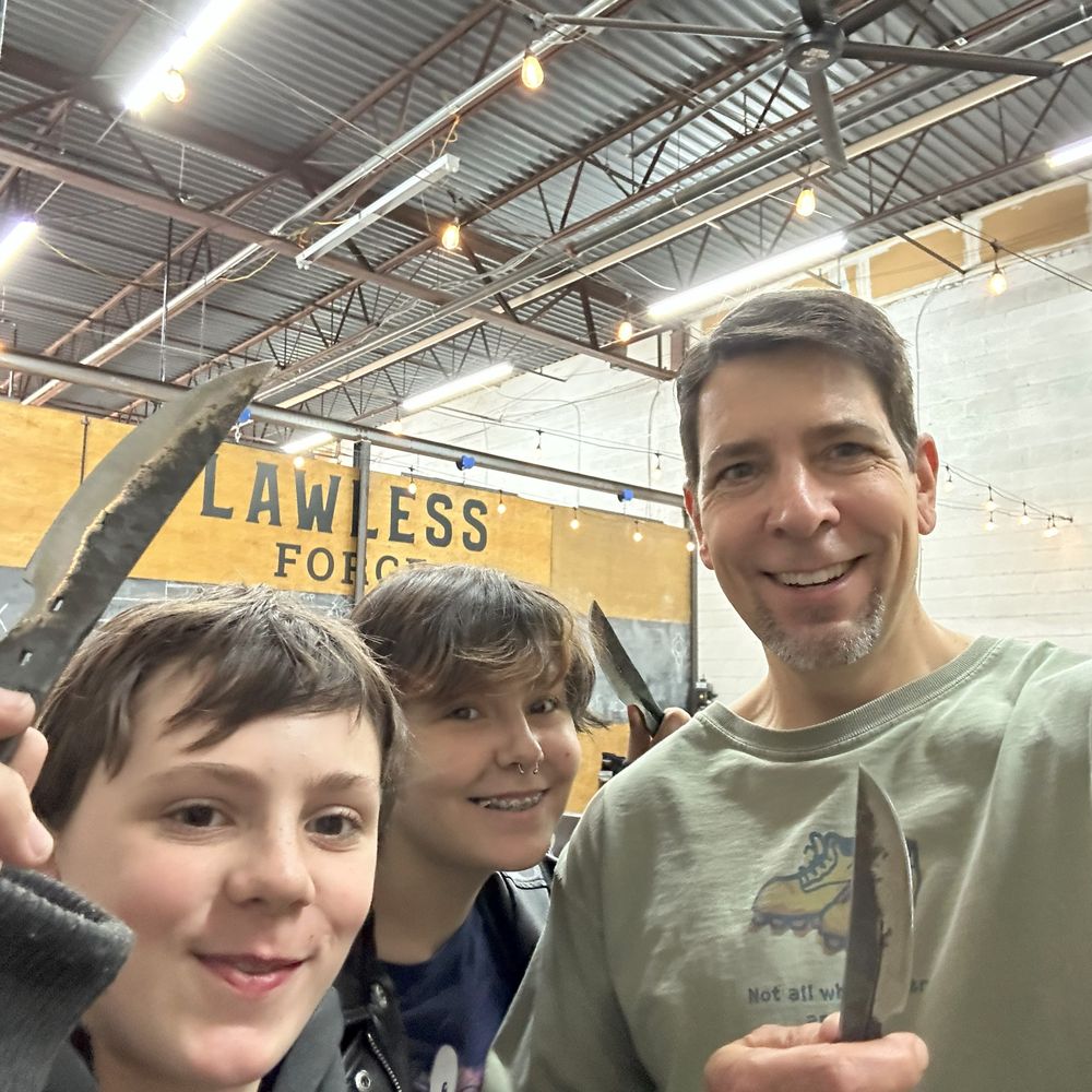 Lawless Forge - My kids and I with Lawless Forge knives forged from horseshoes - Team Building Activities Near Me - Sterling, Virginia Lawless Forge - My kids and I with Lawless Forge knives forged from horseshoes - Team Building Activities Near Me - Sterling, Virginia
