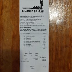 El Jardín de la Sal - Receipt Nov 2022