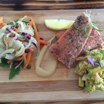 Smug Relish - Tea smoke salmon with smashed avocado and fennel salad. Sourdough is on the side. Looks yum. - Cafes Near Me - Brunswick East, VIC