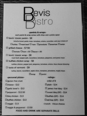 Menu photo 2 Bevis Bistro Bennington, VT