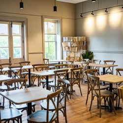 Reflections Coffee Shoppe - Back gathering space at Reflections Coffee for meeting and parties overlooking river.