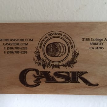 Cask on College - Wood grain patterned business card - Beer, Wine & Spirits Near Me - Berkeley, California