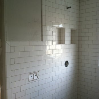 Lucien St.Cyr - Custom Tile Installations - Shower and wainscoting - 3" x 6" ceramic tile - Tiling Near Me Lucien St.Cyr - Custom Tile Installations - Shower and wainscoting - 3" x 6" ceramic tile - Tiling Near Me