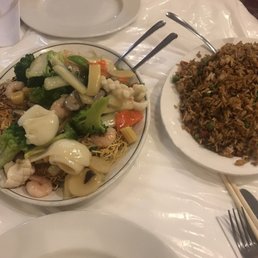Seafood Chow Mein and Shrimp Fried Rice
