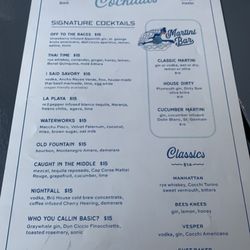 Water Bar DC - Cocktail Menu